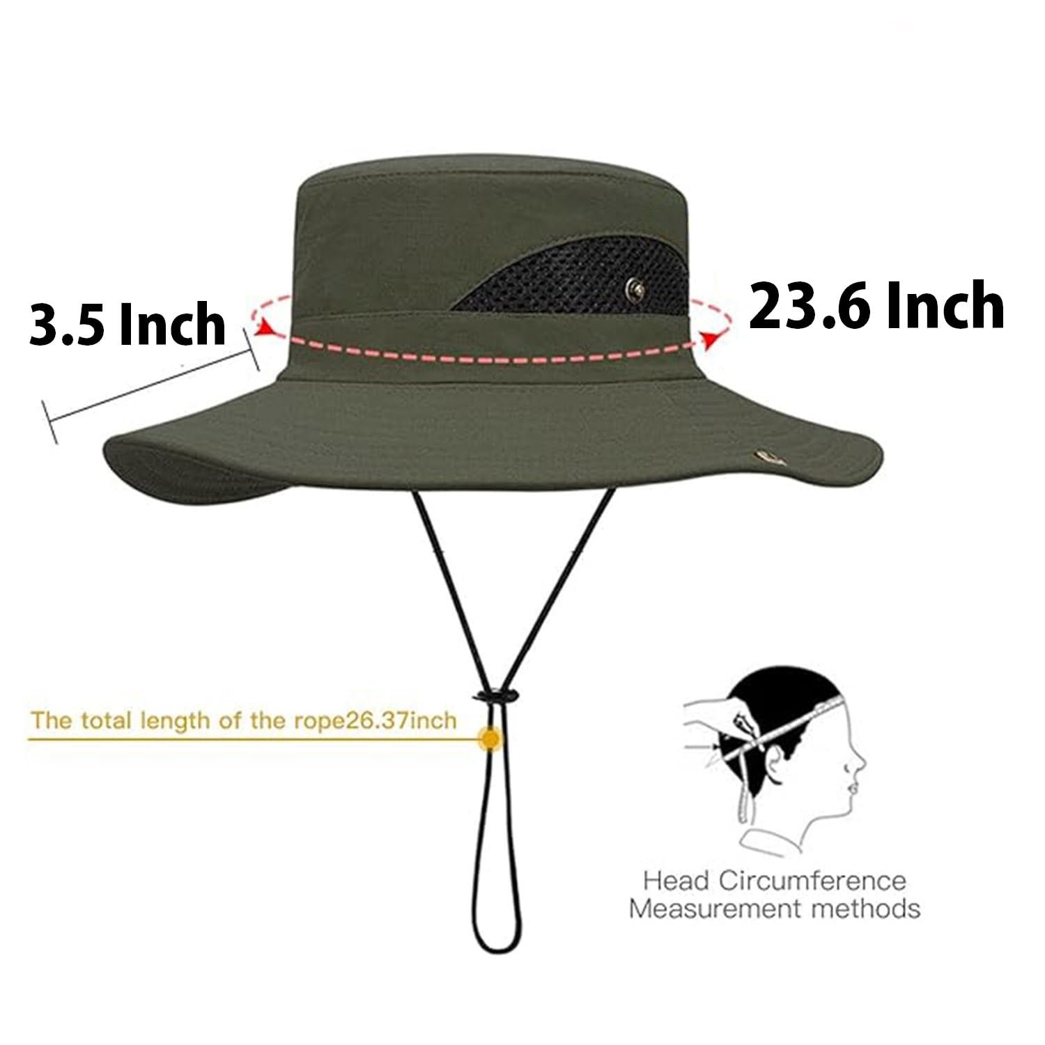 HSR Lightweight Breathable Hat — Seller dimension and chin-strap illustration for the HSR hat; confirm fit on the current listing.