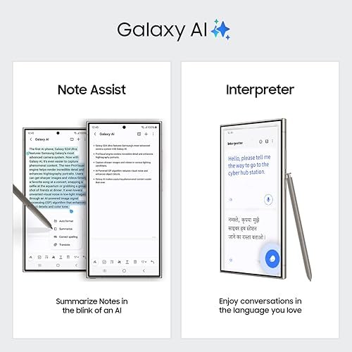 Samsung Galaxy S24 Ultra 512GB — Galaxy S24 Ultra notes and translation feature illustration. Software and service availability may vary.