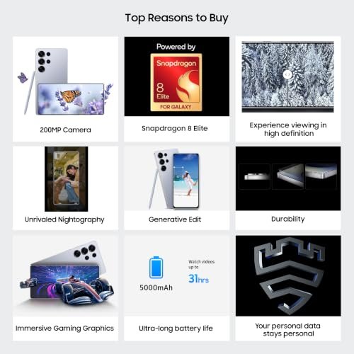 Samsung Galaxy S25 Ultra 512GB — Retailer feature overview for the Galaxy S25 Ultra; advertised features are not firsthand findings.